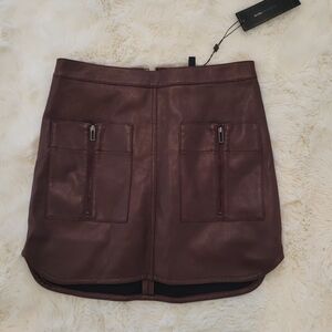 NWT BCBG bordeaux Mini Leather Skirt